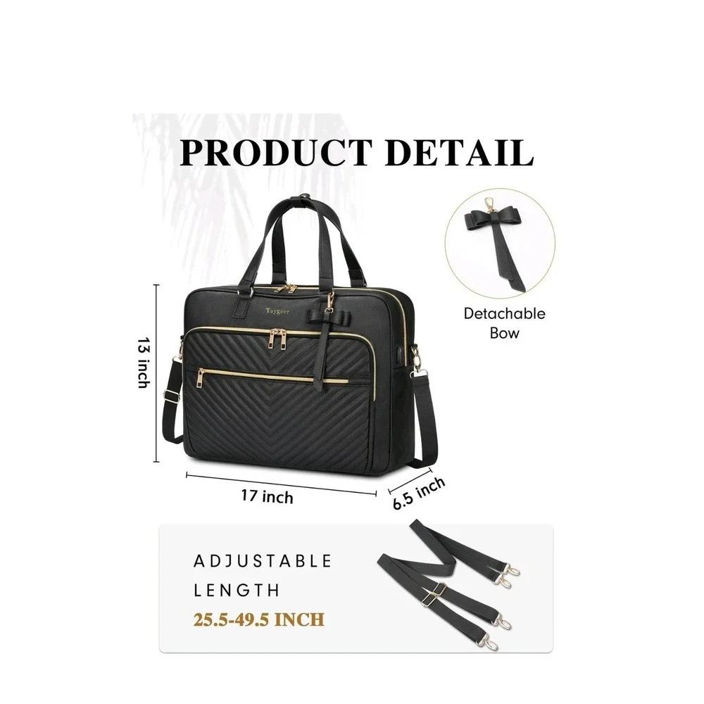 Taygeer 17 Inch Laptop Bag for Women, Large Convertible Quilted Briefcase Bac‎